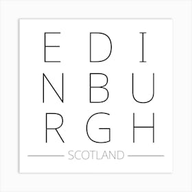 Edinburgh Scotland Typography City Country Word Art Print