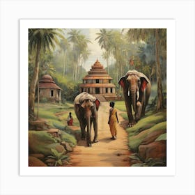 Elephants In The Forest Art Print