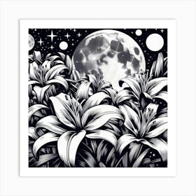 Lunar lilies 2 Art Print