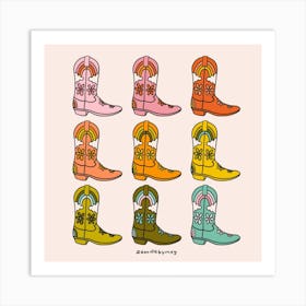 Rainbow Cowboy Boots Art Print