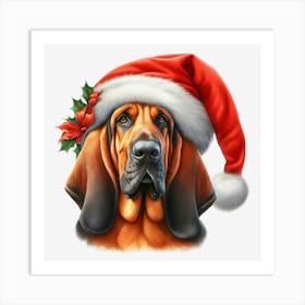 Hound Dog Christmas Hat Affiche