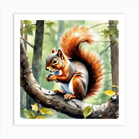 Red Squirrel In The Woods 3 Art Print