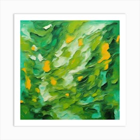 Green And Yellow Abstract Painting Art Print