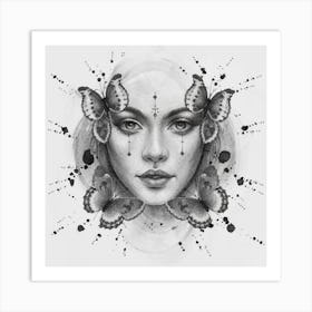 Black And White Butterfly Painting Art Print