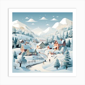 Winter Village for Christmas Art Print