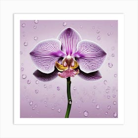 Orchid Flower With Water Droplets Art Print