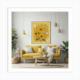 Always Blooming Good Mood Mustard Yellow Living Room A 2 Art Print