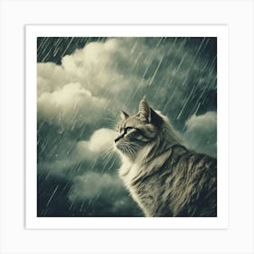 Cat In The Rain 1 Art Print
