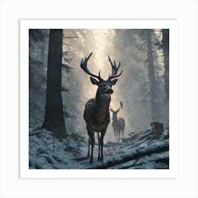 Deer In The Woods 22 Art Print
