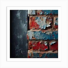 Peeling Paint On A Brick Wall Art Print