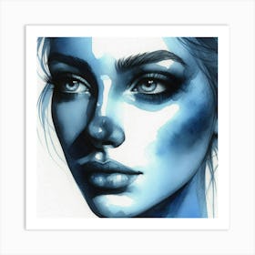 Blue Watercolor Painting 5 Art Print