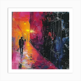 Night On The Street - abstract art, abstract painting  city wall art, colorful wall art, home decor, minimal art, modern wall art, wall art, wall decoration, wall print colourful wall art, decor wall art, digital art, digital art download, interior wall art, downloadable art, eclectic wall, fantasy wall art, home decoration, home decor wall, printable art, printable wall art, wall art prints, artistic expression, contemporary, modern art print, Art Print