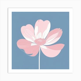 A White And Pink Flower In Minimalist Style Square Composition 627 Art Print