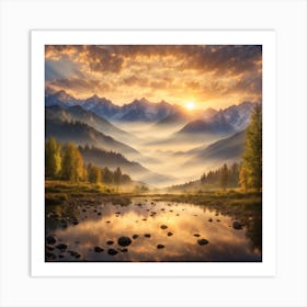 Sunrise In The Mountains Art Print