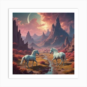 Unicorns In The Desert 1 Art Print