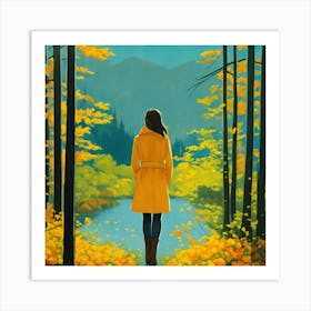 Girl In A Yellow Coat Art Print