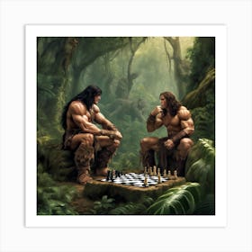 Man Cave Collection: Barbarian Chess Match  Art Print