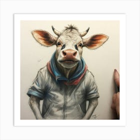 Cow In A Hoodie Art Print
