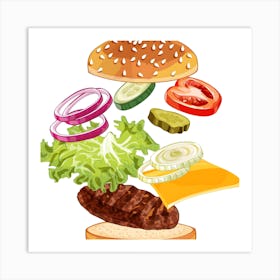 Burger Illustration Art Print