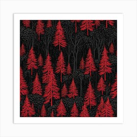 Red Forest Art Print