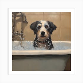 Dog In A Tub Art Print
