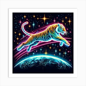 Neon Tiger Canvas Art Art Print