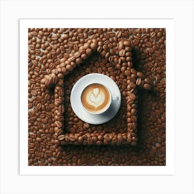 Coffee House With Coffee Beans Art Print