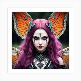 Gothic Girl With Wings Art Print