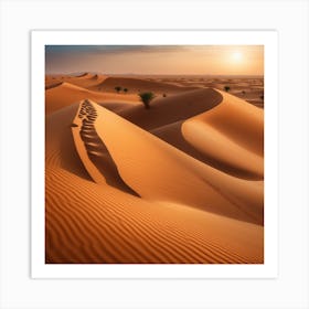 Desert Dunes At Sunset Art Print