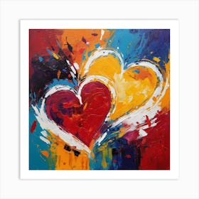 Abstract Two Love Hearts Art Print