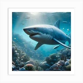 A Great White Shark In His Natural Habitat 4 Art Print