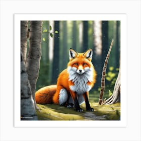 Fox In The Woods 38 Art Print