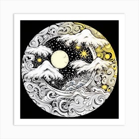 Moon And Stars 12 Art Print