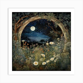 A Magical Midnight Moonlit Landscape Art Print