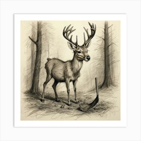 Deer In The Woods 124 Art Print