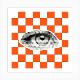 Checkerboard Eye Orange Art Print