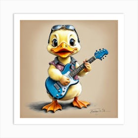 Duck With Guitar 7 Art Print