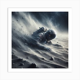 Ashes to Ashes 2/4   (spaceman crashed moon dust planet space travel astronaut bowie major tom death drying Apollo alone afraid scared oxygen moon)  Art Print