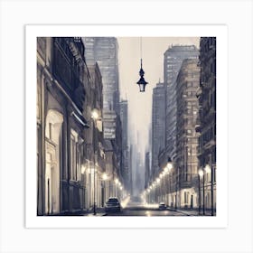 Dark City Street London Art Print