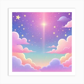 Sky With Twinkling Stars In Pastel Colors Square Composition 50 Art Print