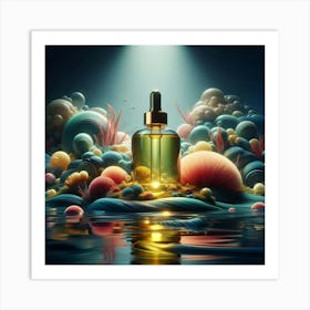 Oil Bottle In Water Art Print