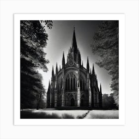 Black And White Photograph Of A Church Art Print