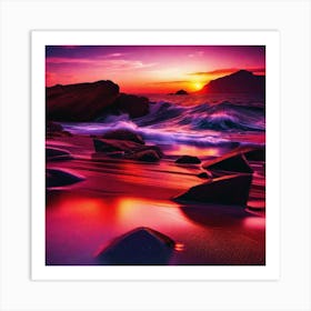 Sunset On The Beach 558 Art Print