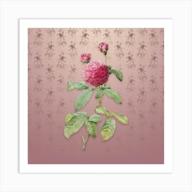 Vintage Agatha Rose in Bloom Botanical on Dusty Pink Pattern n.0725 Art Print