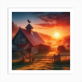 Farm at Sunrise 1 Art Print