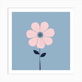 A White And Pink Flower In Minimalist Style Square Composition 139 Art Print