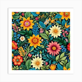 Floral Seamless Pattern 15 Art Print