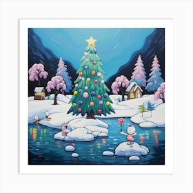 Christmas Tree By The River Art Print