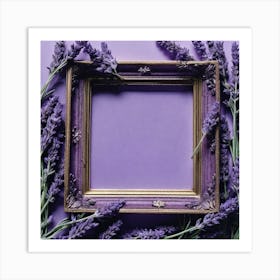 Lavender Frame On Purple Background 4 Art Print