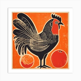 Retro Bird Lithograph Chicken 7 Art Print